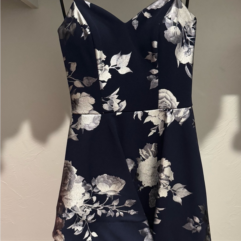 Floral Navy and White Dress